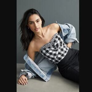 Anthropologie Porridge Faye Gingham Twist -Tube Top - New - Large